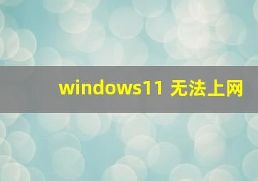 windows11 无法上网